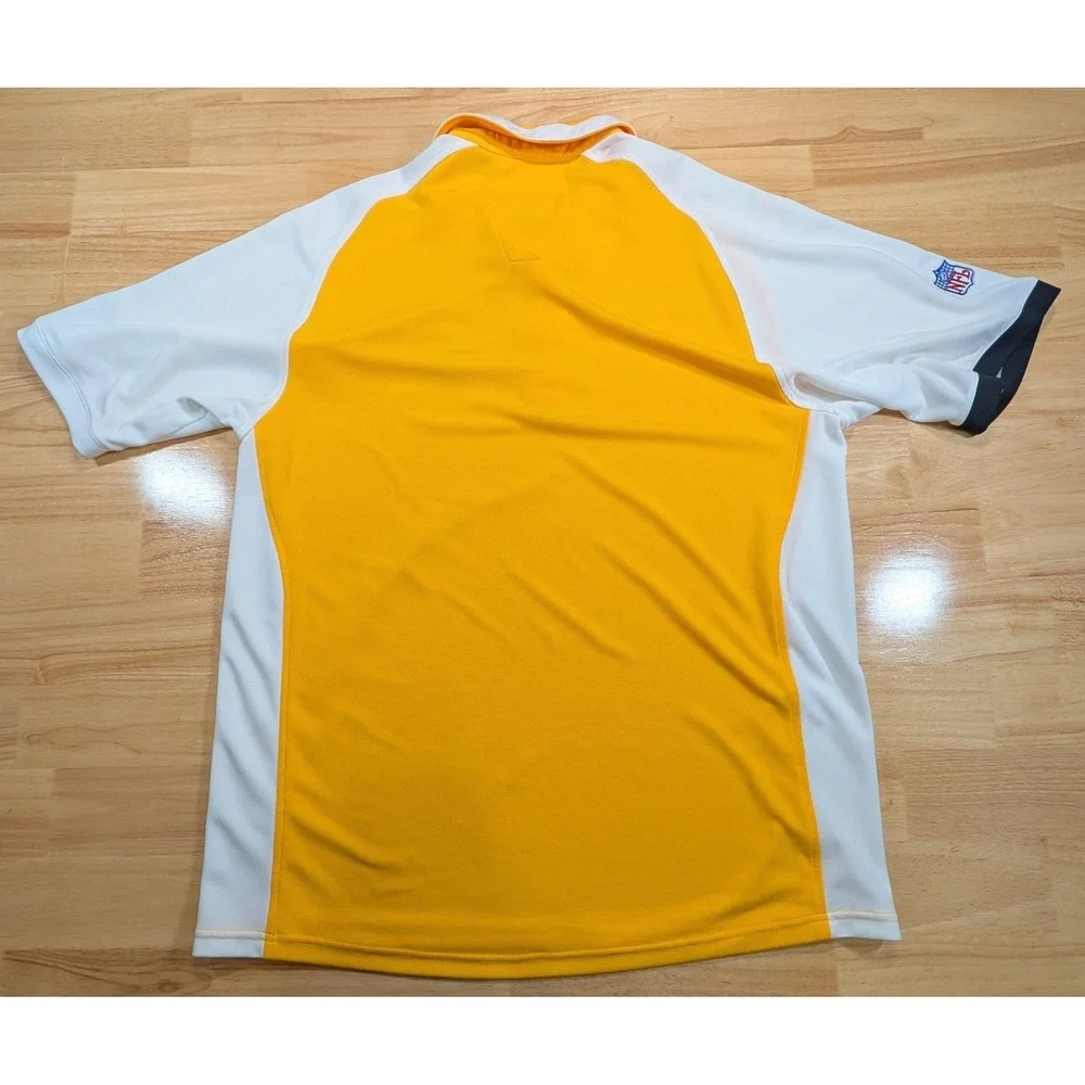 Reebok Pittsburgh Steelers NFL PlayDry Polo Shirt Mens‎ Large Gold White